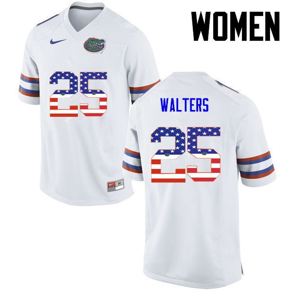 Florida Gators Women #25 Brady Walters College Football USA Flag Fashion White